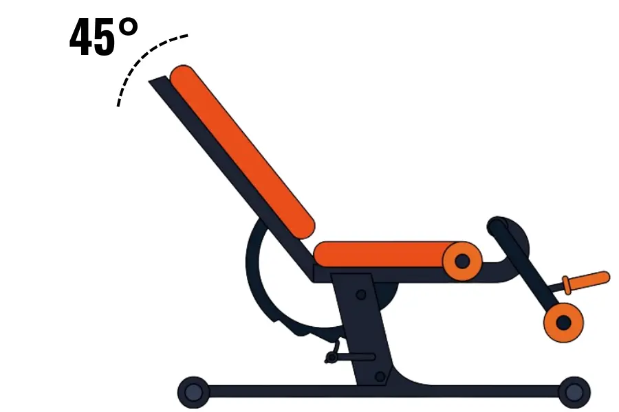 Prone Incline Barbell Curl Bench Set Up