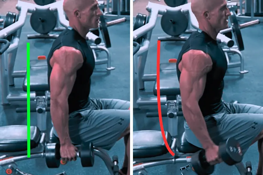 Dumbbell Seated Curl common mistake