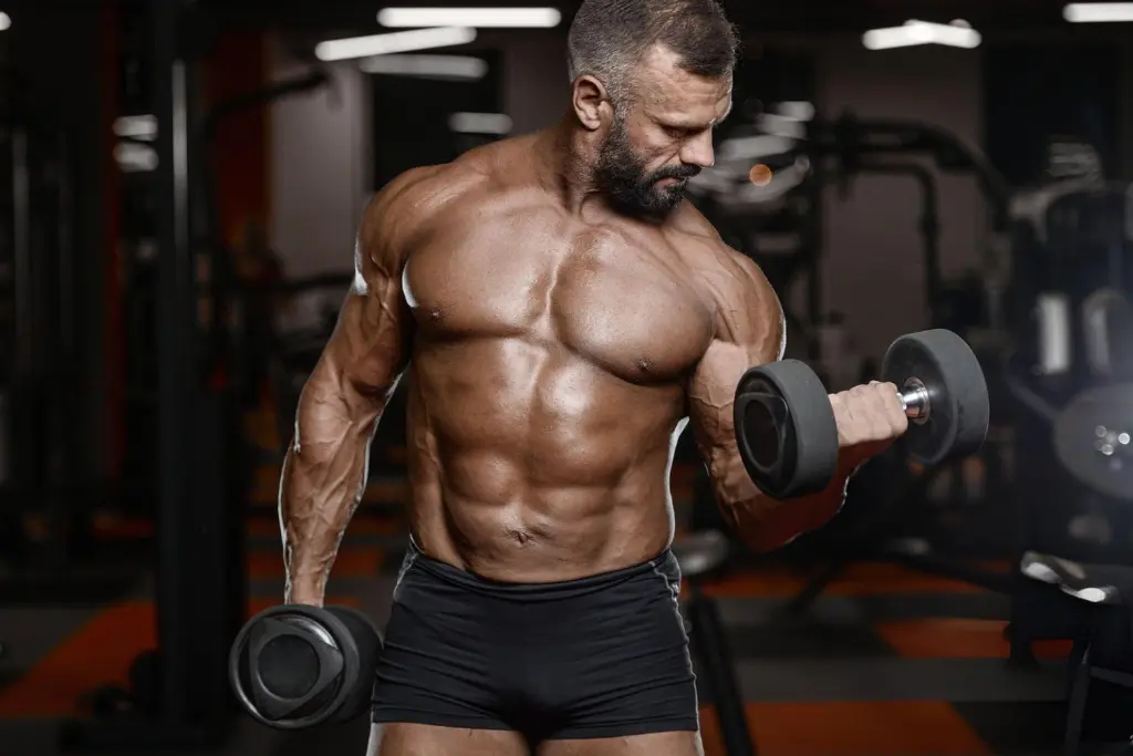 a man lifting weights performing Dumbbell 21s