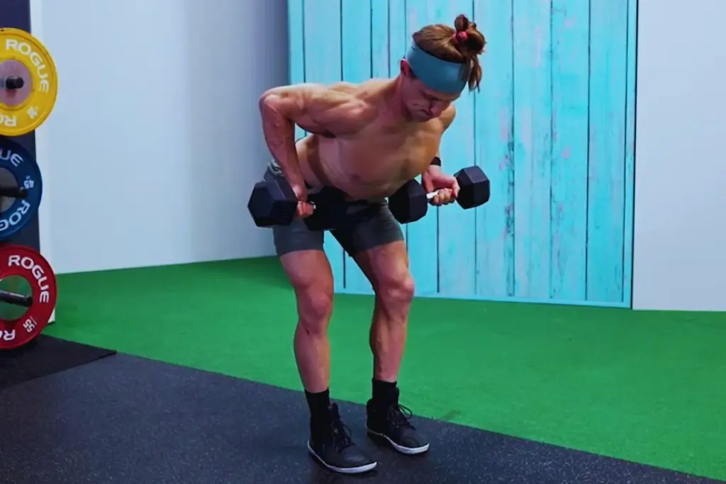 a man performing Dumbbell Bent Over Row